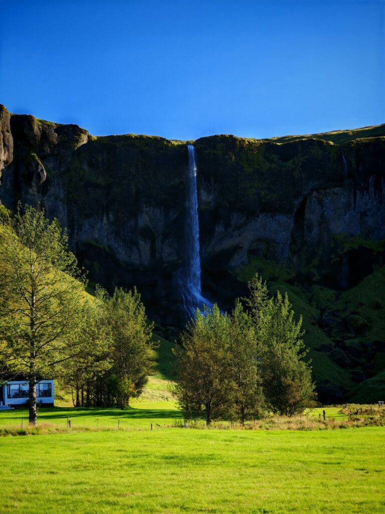 Svartifoss o cascata simile con colonna basaltica scura