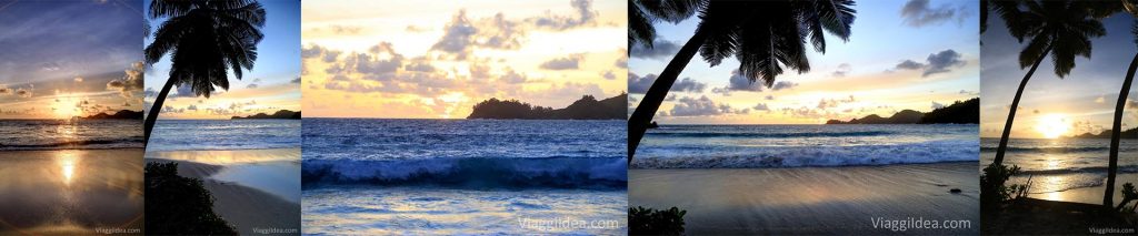 Sunset in Anse Takamaka